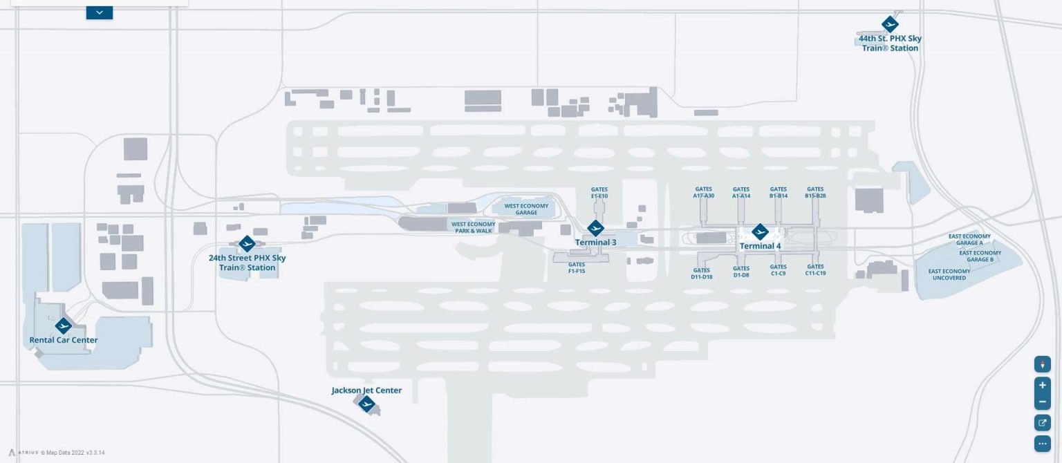 Terminals map Phoenix Sky Harbor International Airport PHX